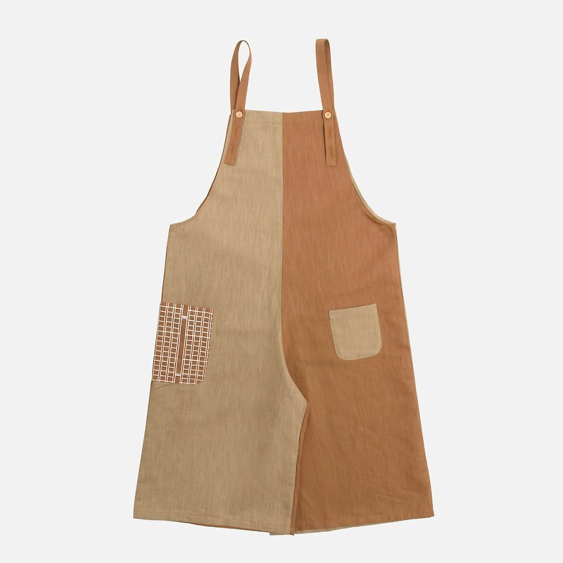 Manuscript paper pocket stitching suspenders - contrast color - Overalls & Jumpsuits - Polyester Brown