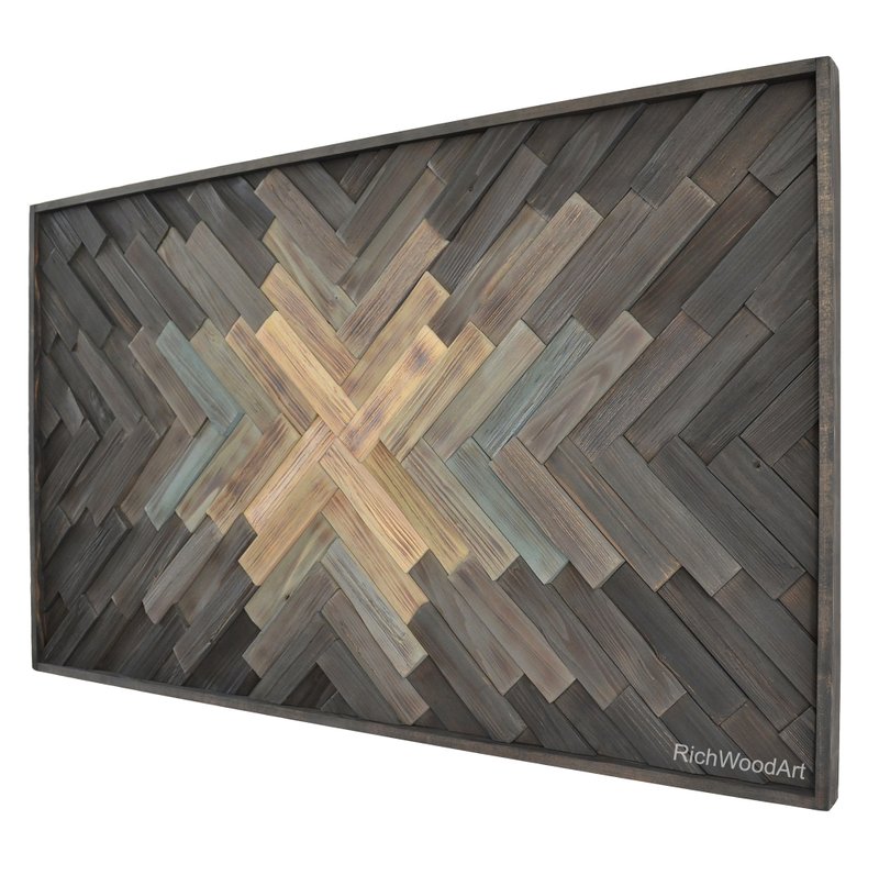 灰色の灰-灰色の色合いの現代の木製の壁の芸術 - ウォールデコ・壁紙 - 木製 グレー