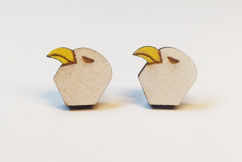 [Cool Eagle] color paste wooden earrings - Earrings & Clip-ons - Wood 