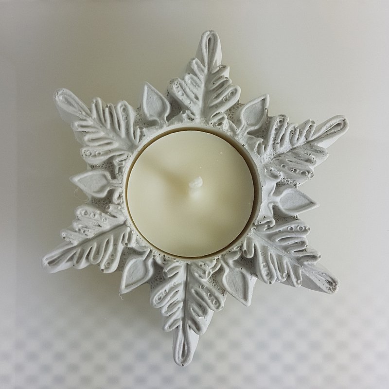 egbhouse, Snowflake NO9 Cement candle holder - เทียน/เชิงเทียน - ปูน สีเงิน