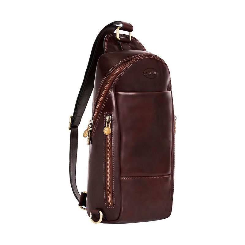 Leather shoulder bag Magellano - กระเป๋าแมสเซนเจอร์ - หนังแท้ สีนำ้ตาล