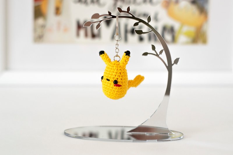 Keychain Pokemon Pikachu, pokemon amigurumi, keyring crochet charm, 针织玩具 吊飾 包包掛飾 - 鑰匙圈/鎖匙扣 - 棉．麻 黃色