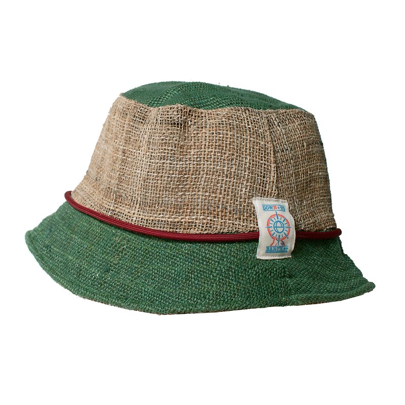 EARTH.er - HEMP DAILY series : 2-tone Hemp bucket hat - หมวก - ผ้าฝ้าย/ผ้าลินิน ขาว