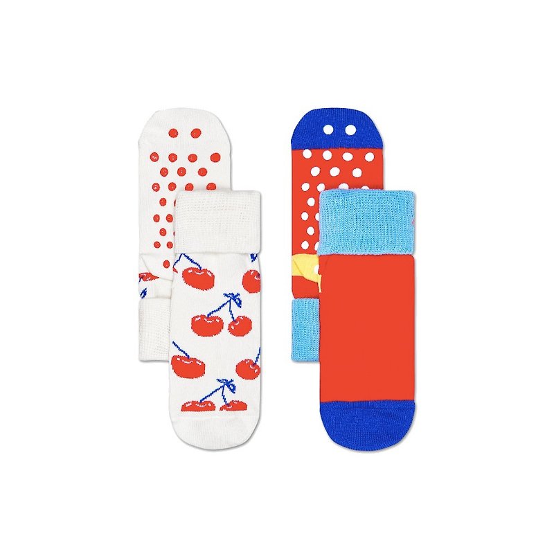 Cotton & Hemp Socks - 【Autumn/Winter Sale】HAPPY SOCKS Children's Non-Slip Socks-Cherry Two-Piece Set (2 Sizes in Total)