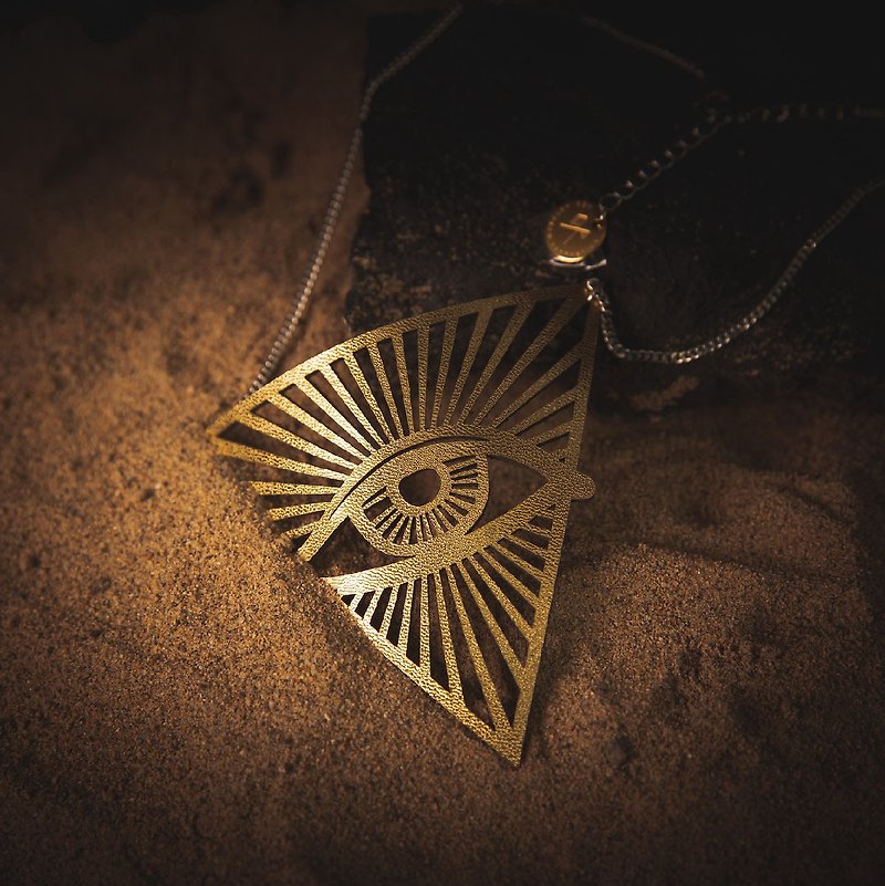 [Horus Series] Eye of Horus Metallic Leather Earrings/Earrings - Necklaces - Genuine Leather Gold