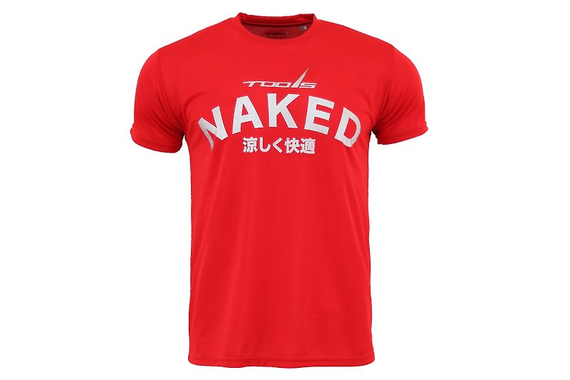 ✛ tools ✛ NAKED-X light cold sweat short-sleeved T / sweat T / wicking / breathable red # - เสื้อยืดผู้ชาย - เส้นใยสังเคราะห์ สีแดง