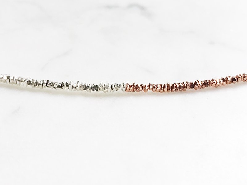 ::Silver Mine Series - Limited Edition:: Two-tone Broken Silver (Rose Gold + Silver) Sterling Silver Bracelet (2.0) - สร้อยข้อมือ - เงิน 