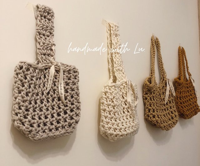 Handmade crochet* fat thread woven bag Korean style summer bag