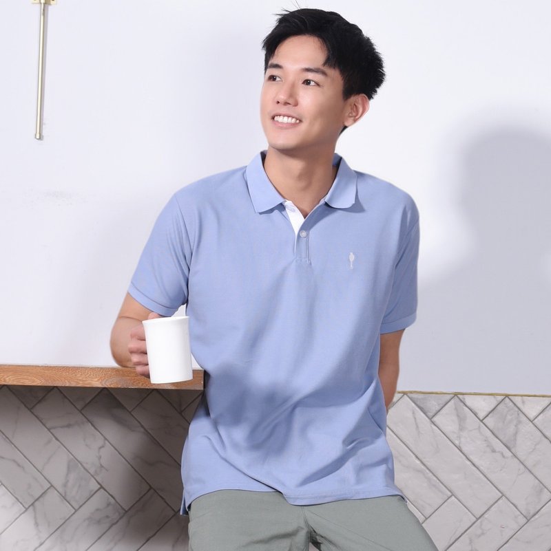 MEN'S ORIGINAL POLO∣Ultra Soft Polo with Magpie Embroidery‧ Iron Blue & 3 others - เสื้อยืดผู้ชาย - ผ้าฝ้าย/ผ้าลินิน 