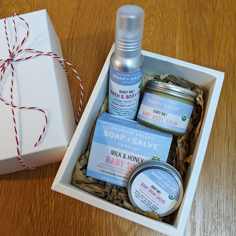 【Exclusive Combination Pampering Baby】Goat Milk Soap Baby Oil Body Cream Repair Balm No Box - Skincare & Massage Oils - Fresh Ingredients Blue