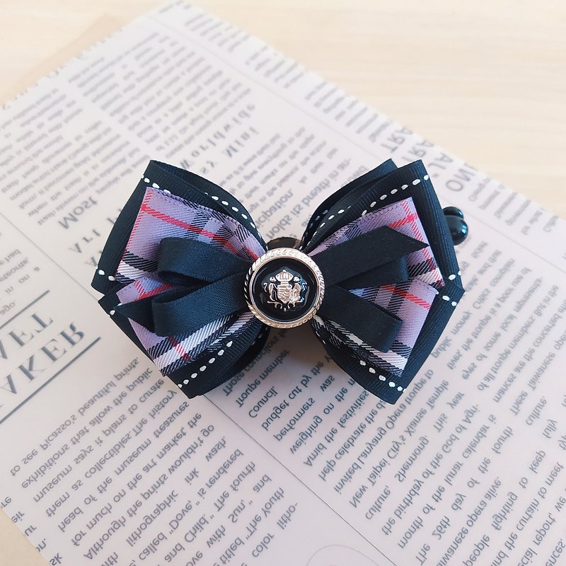 Three-dimensional Purple Plaid Bow Banana Clip - Hair Accessories - Other Materials Multicolor