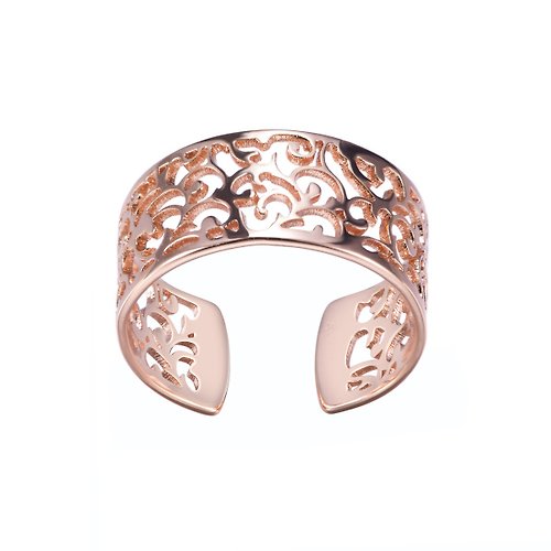 SOIRÉE BY N.Y. 蒔華芮設計師輕珠寶 復古花紋鏤雕戒指 可調式戒圍