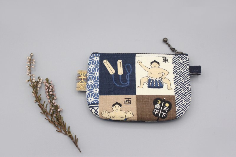 Ping An Coin Purse - Sumo Wrestler, Double Sided Two Tone, Key Case - Coin Purses - Other Materials Blue