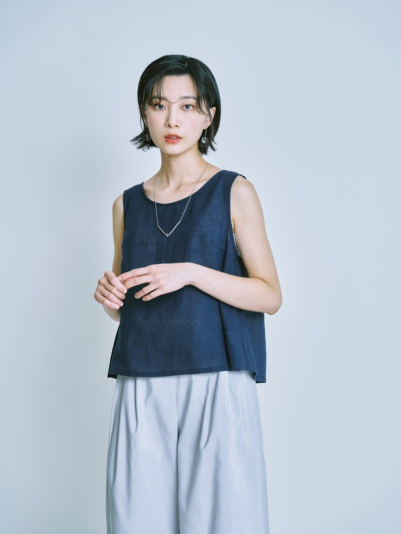 煮物無袖上衣-夜交藤 - 背心/無袖上衣 - 棉．麻 藍色