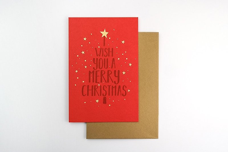 Christmas card bright red letterpress vintage letterpress printing - การ์ด/โปสการ์ด - กระดาษ สีแดง