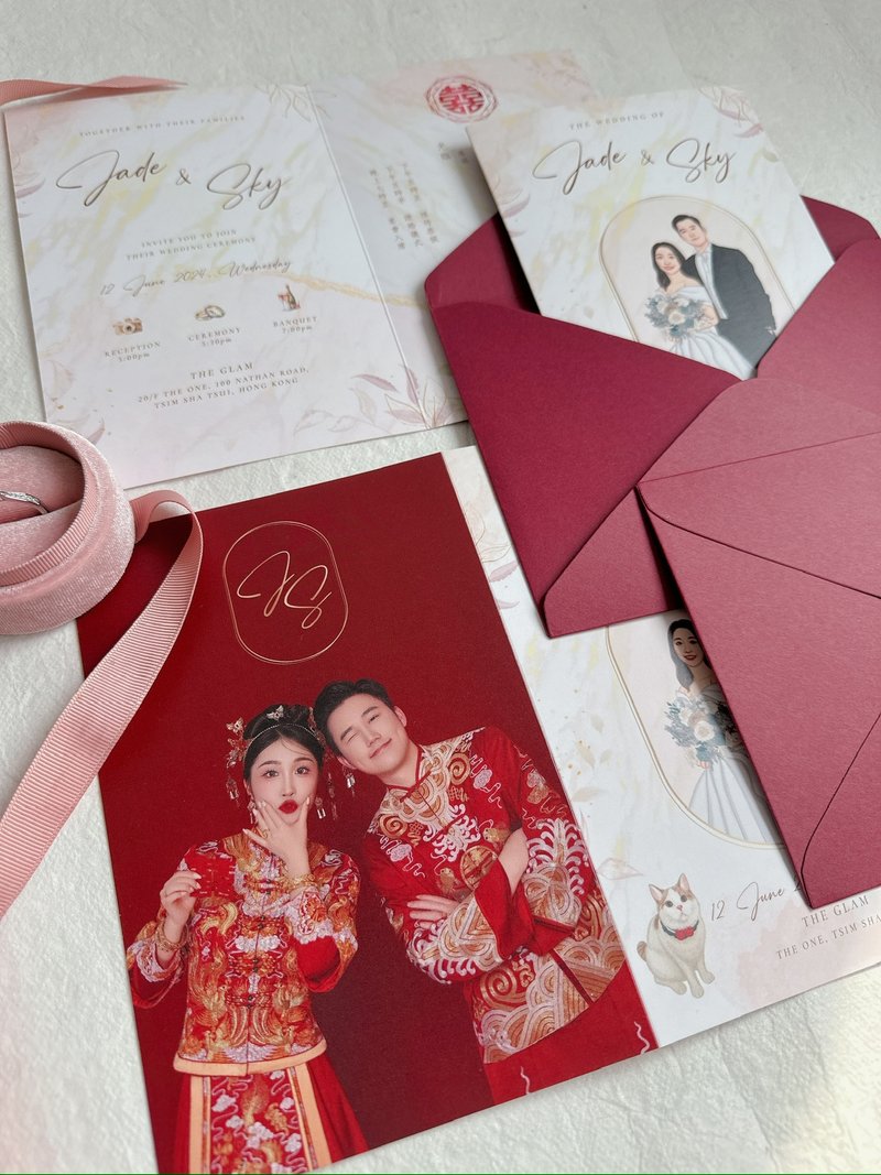 【Customization/Color-like painting】Three sets of physical wedding invitations | Electronic files | Various backgrounds to choose from - Marriage Contracts - Paper 