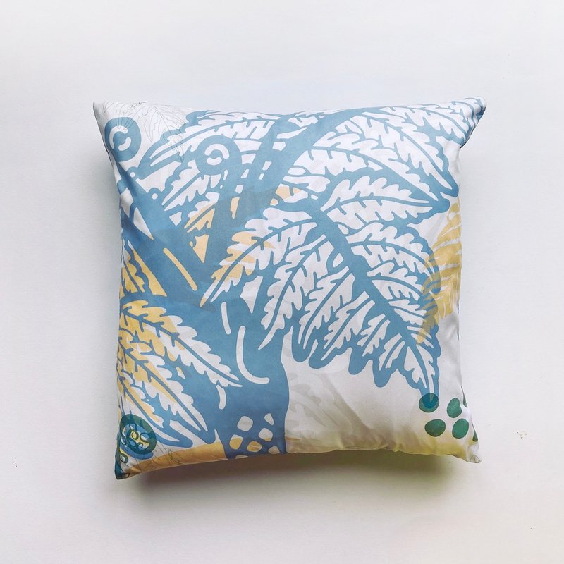 Fern Pattern Micro-fiber Pillow -Cyathea lepifera - หมอน - ไฟเบอร์อื่นๆ สีน้ำเงิน