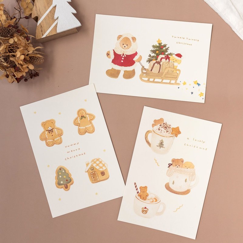 Cozy Bear Christmas Postcard Set - การ์ด/โปสการ์ด - กระดาษ 