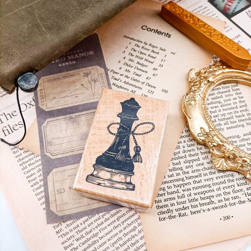 S096W_我的皇后My Queen/ 櫸木印章 Wood Rubber Stamp - ตราปั๊ม/สแตมป์/หมึก - ไม้ สีกากี