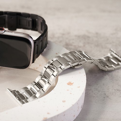 W.WEAR 時間穿搭 Apple watch - 亮面拼接鈦金屬 蘋果專用錶帶