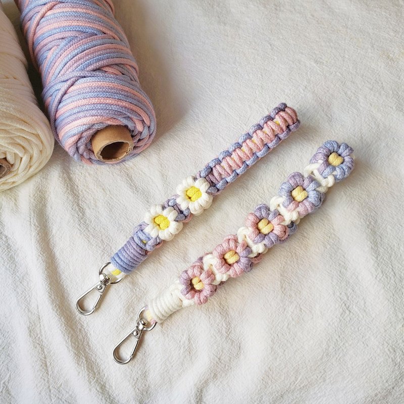 Macrame Floral Phone Strap/Wristlet - Lanyards & Straps - Cotton & Hemp Purple