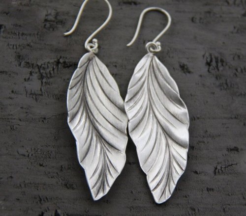 garyjewelry Real S925 Vulcanized Thai Silver Personalized Leaves Designer Dangle Earrings