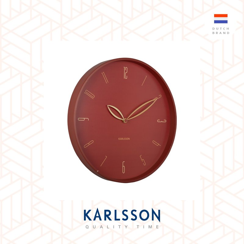 荷蘭Karlsson, Wall clock 40cm Petals red ochre花瓣掛鐘紅赭色 - 時鐘/鬧鐘 - 其他金屬 紅色