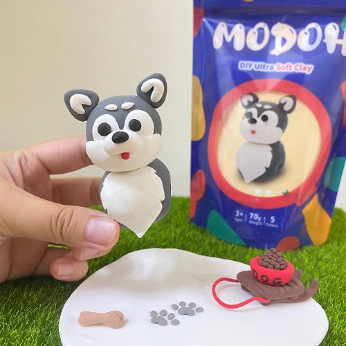 MODOH Clay 墨朵黏土 DIY 手作包 Mini小動物【哈士奇】墨朵單品 超輕黏土組