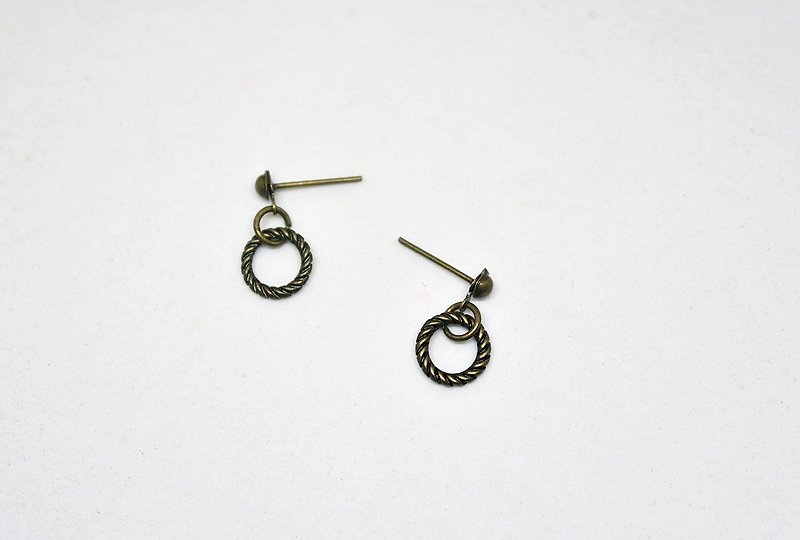 * _ * Alloy pin earrings circle -> only a limited Hello! - Earrings & Clip-ons - Other Metals Brown