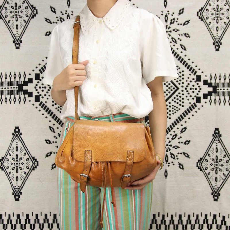 Tsubasa.Y vintage antique Bree bag 001, antique leather back pack - Messenger Bags & Sling Bags - Genuine Leather 