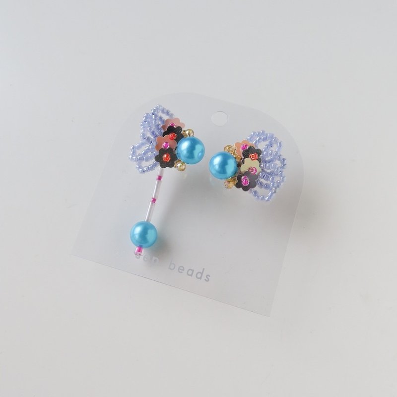 Kuro Magic Wand Bright Blue Earrings/Ear Needles/ Clip-On/Clip-On/Earrings - ต่างหู - วัสดุอื่นๆ สีน้ำเงิน