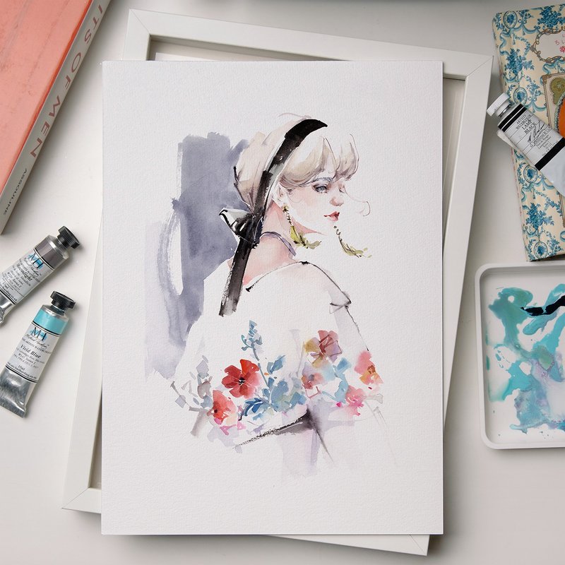 藝術微噴水彩畫 -【花器】 - 相框/畫框 - 紙 