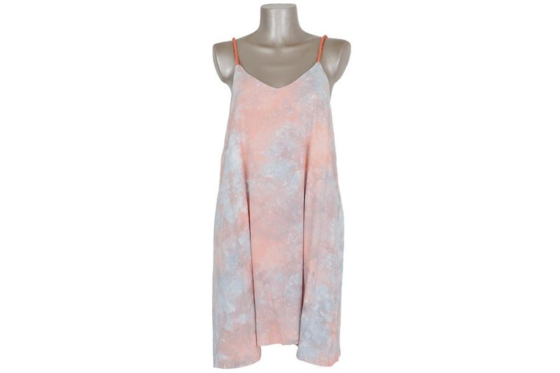 Uneven dyeing camisole Beach Dress <Peach gray> - ชุดเดรส - วัสดุอื่นๆ สีส้ม