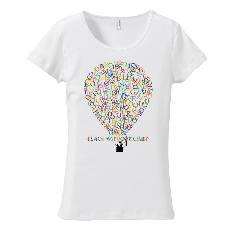 [Women's T-shirt] balloon - เสื้อยืดผู้หญิง - ผ้าฝ้าย/ผ้าลินิน ขาว