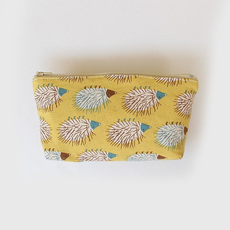 Cute little hedgehog pencil case (large) / storage bag pencil case cosmetic bag - กล่องดินสอ/ถุงดินสอ - ผ้าฝ้าย/ผ้าลินิน 