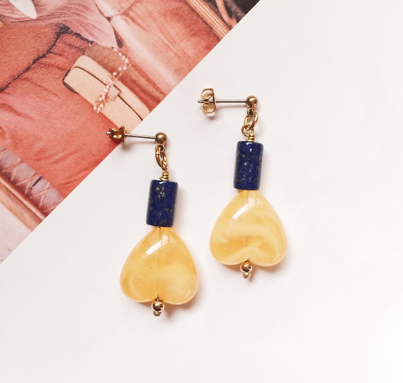 La Don - Earrings - Puff skirt Ear / ear clip - ต่างหู - อะคริลิค สีเหลือง