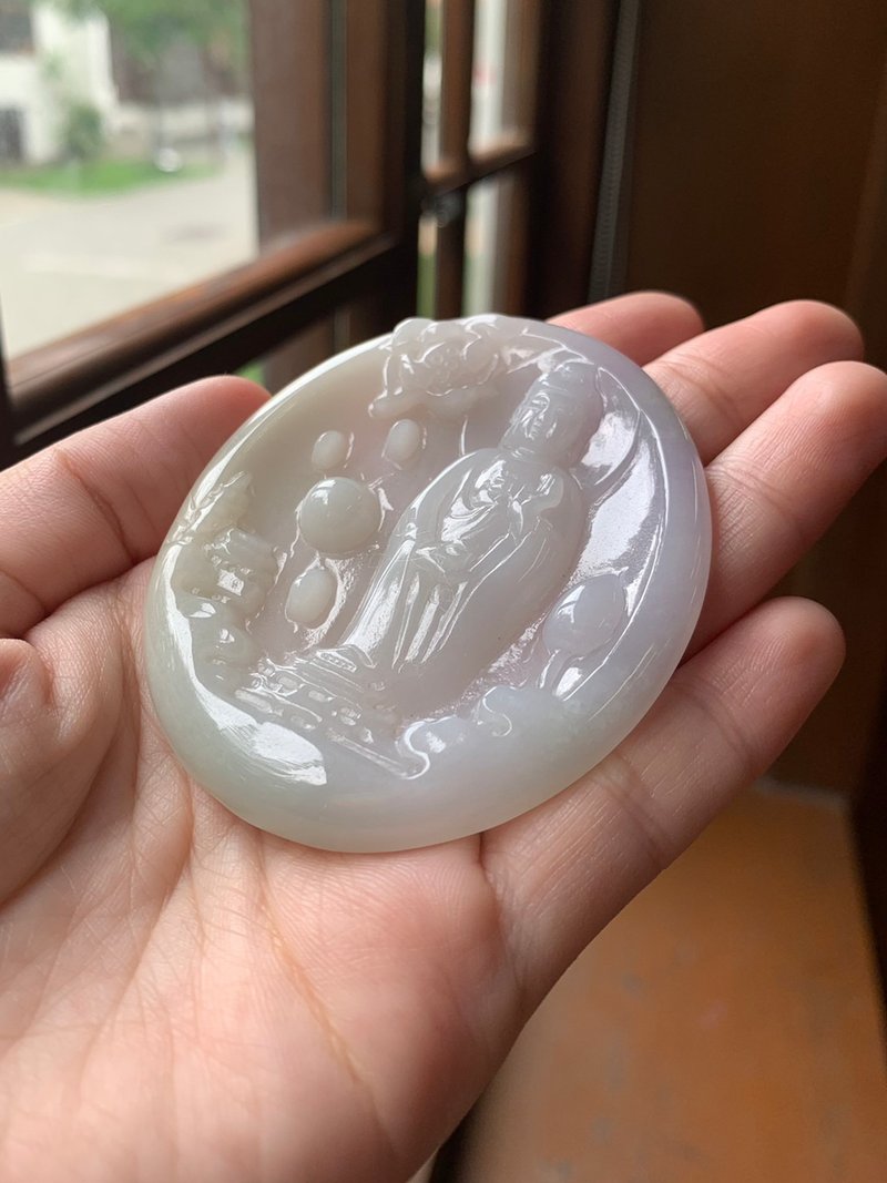 丨大日丨糯化種三彩翡翠如來佛玉墜 緬甸玉A貨(福利品) - 項鍊 - 玉石 紫色