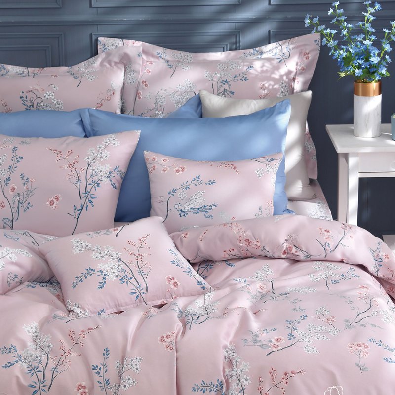 60 count combed cotton/Taiwan standard European standard bed bag pillowcase thin duvet cover dual-purpose quilt cover/elegant flower language - Bedding - Cotton & Hemp Pink