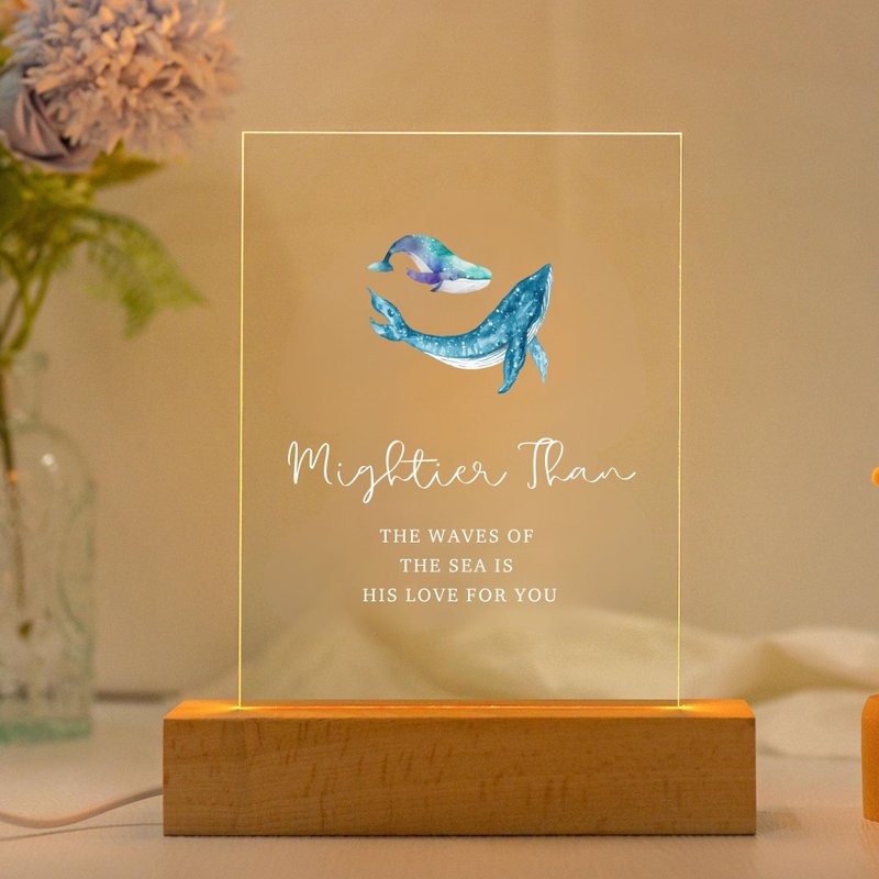 恩典之光 聖經經文LED燈 經文禮物Mightier Than The Waves - 燈具/燈飾 - 壓克力 卡其色