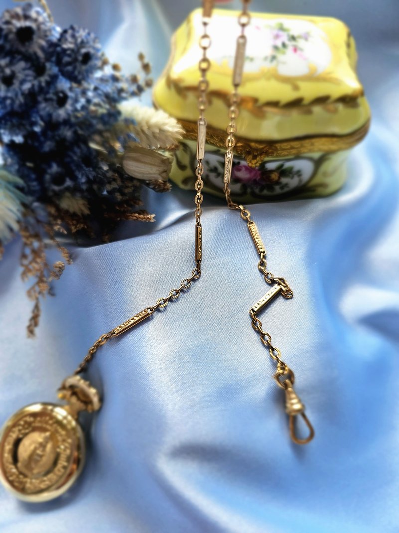 包金雕紋直桿懷錶鍊/Pocket Watch Chain復古vintage西洋古董飾品 - 其他 - 其他金屬 