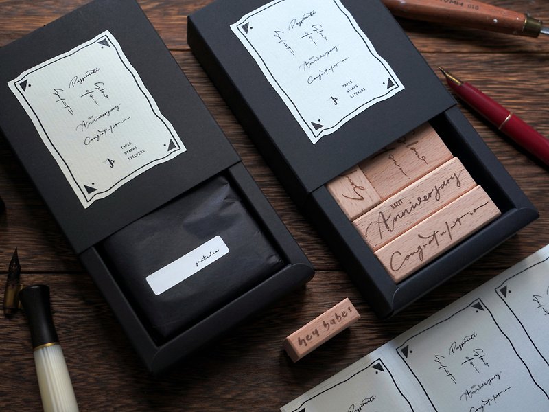 Original Design Seal Handwritten English Seal Set - Stamps & Stamp Pads - Wood 