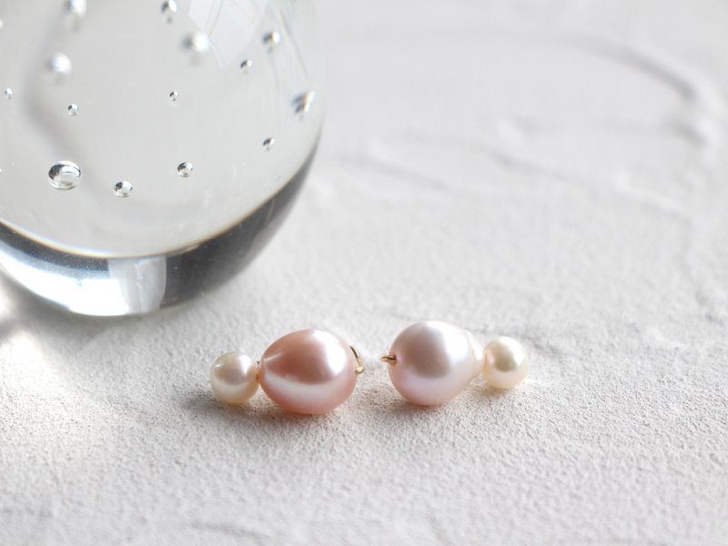 14kgf-twin pearl clip-on - Earrings & Clip-ons - Other Metals White