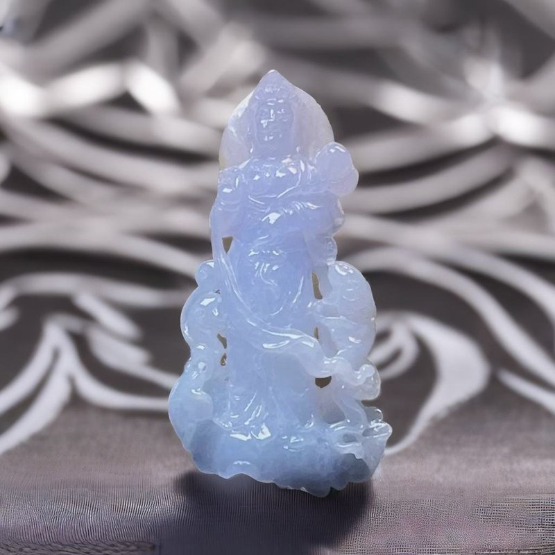 Violet Jade Guanyin Bodhisattva | Natural Burmese Jade A Grade Jade | Gifts - Necklaces - Jade Purple