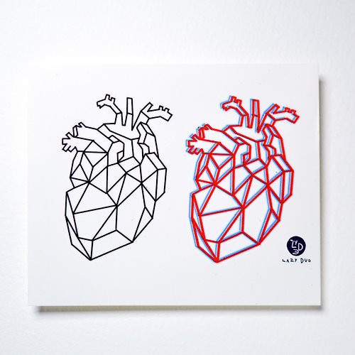 ╰ LAZY DUO TATTOO ╮ 紅色簡約幾何心臟紋身貼紙原創設計刺青安全無毒持久像真防水防敏