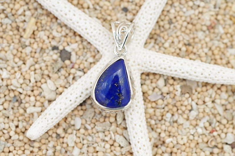 Lapis lazuli Silver pendant top - สร้อยคอ - หิน สีน้ำเงิน