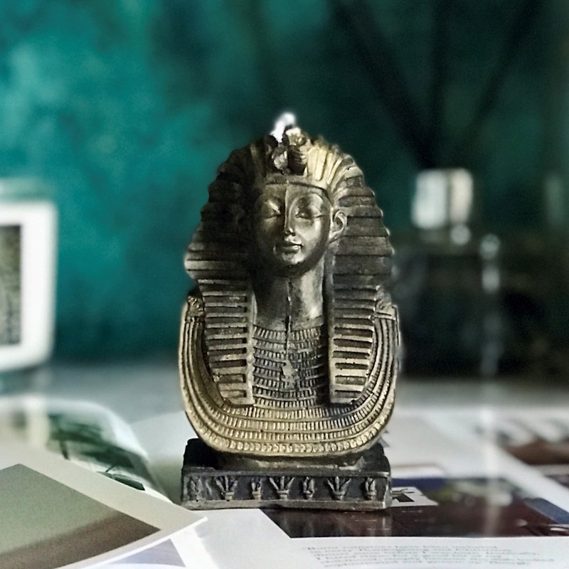 Egyptian Civilization Series/Tutankhamun Pharaoh Mask Scented Candle - เทียน/เชิงเทียน - ขี้ผึ้ง สีดำ