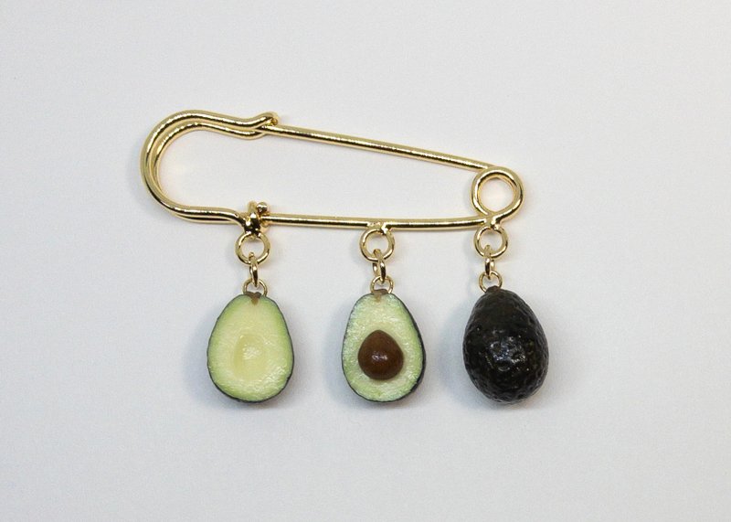 Avocado 3-row brooch - Brooches - Clay 