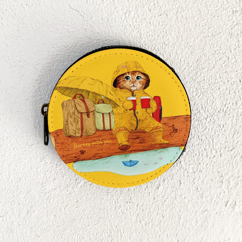 Journey with you Rainy day  / Original Coin Case - กระเป๋าใส่เหรียญ - วัสดุอื่นๆ สึชมพู