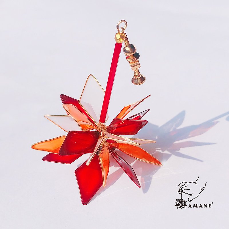 Chip of Stars EVA Two - Hand Made Drop Earrings (transparent) - Earrings & Clip-ons - Resin Red