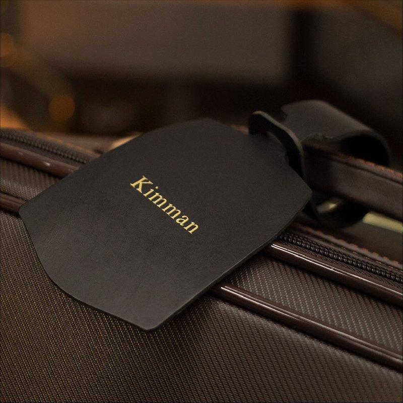 Luggage tag - embossed (can be hot stamped / not hot stamped) - Luggage Tags - Genuine Leather Black